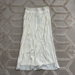 Cream pleated midi skirt